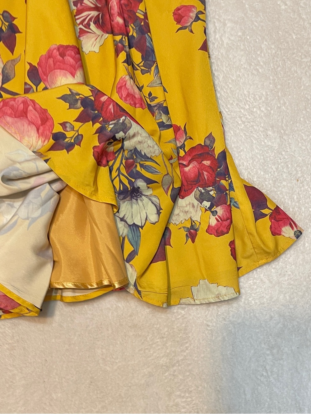 Modcloth Vibrant Yellow Floral High Waist Vintage Inspired A Line Mod Skirt L - Picture 7 of 13